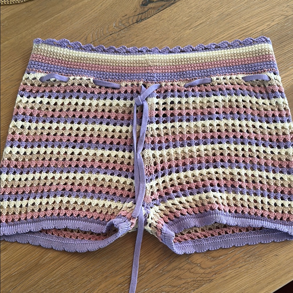 House Of Harlow X Revolve Multicolor Crochet Knit Shorts Sz Xs